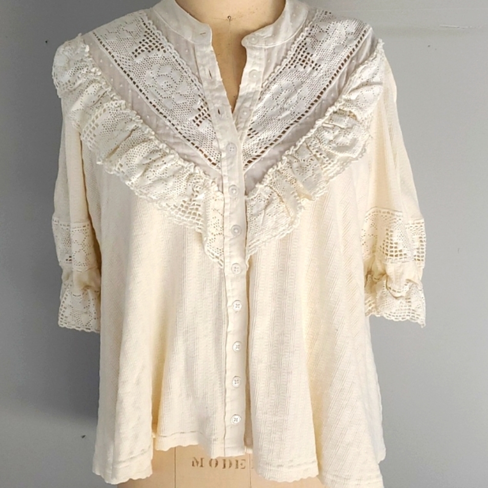 Free People blouse with crochet details NWT
